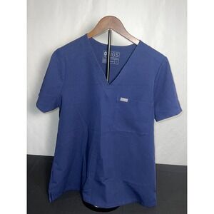 FIGS Technical Collection Navy Blue V-Neck Scrub Top One Pocket Womens Large L